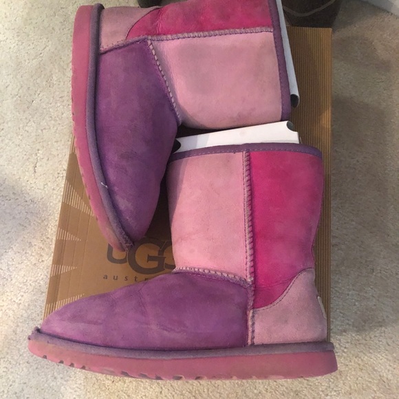 Rare UGG Classic Patchwork Girls Size 3 Boots - Picture 10 of 14